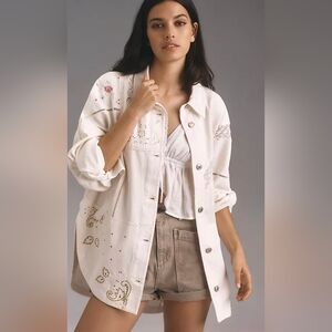 Anthropologie Lace Embroidered Re Worked White NEW Jacket Sz M